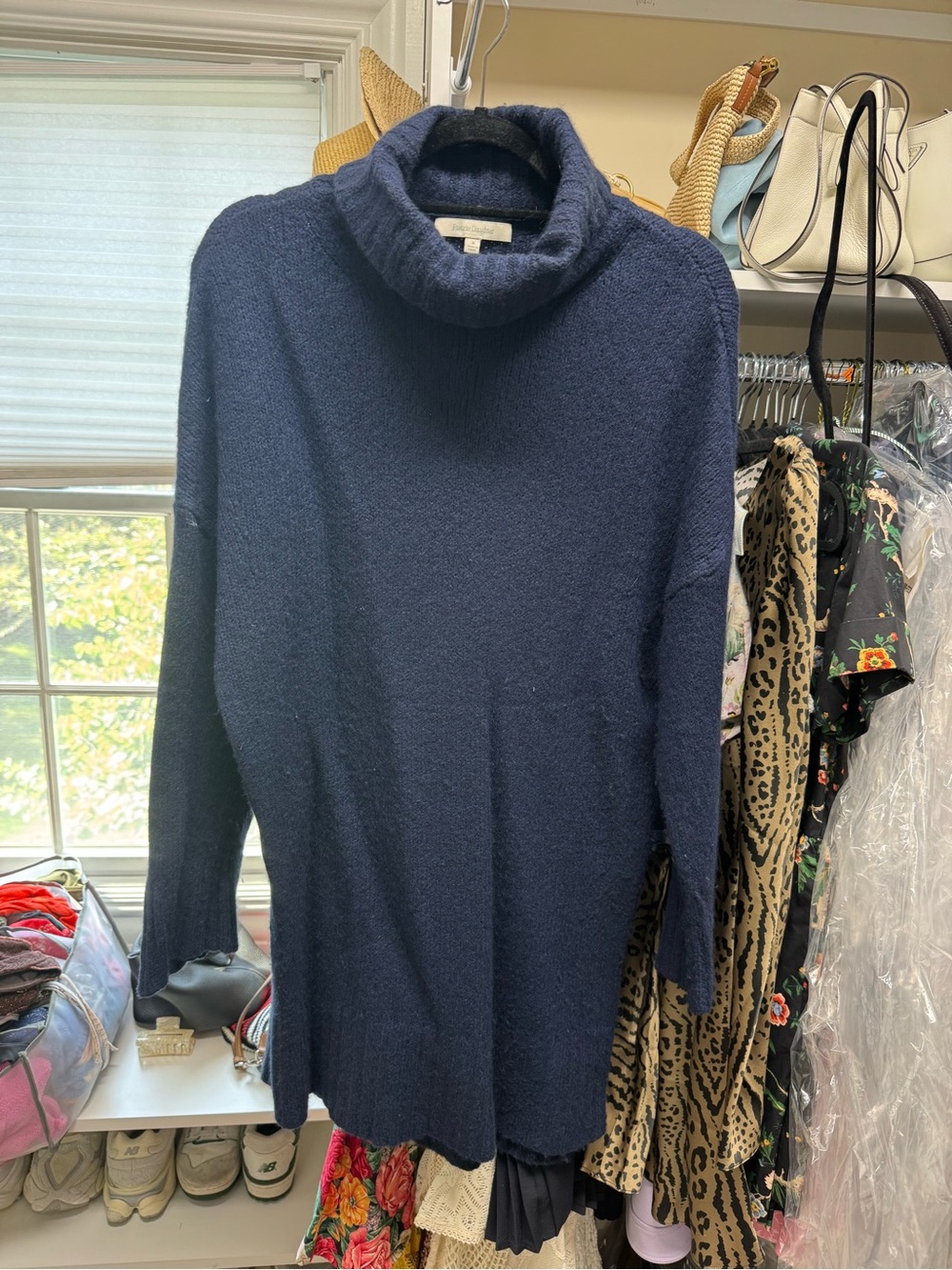 Favorite Daughter Navy Cowl Neck Tunic Sweater